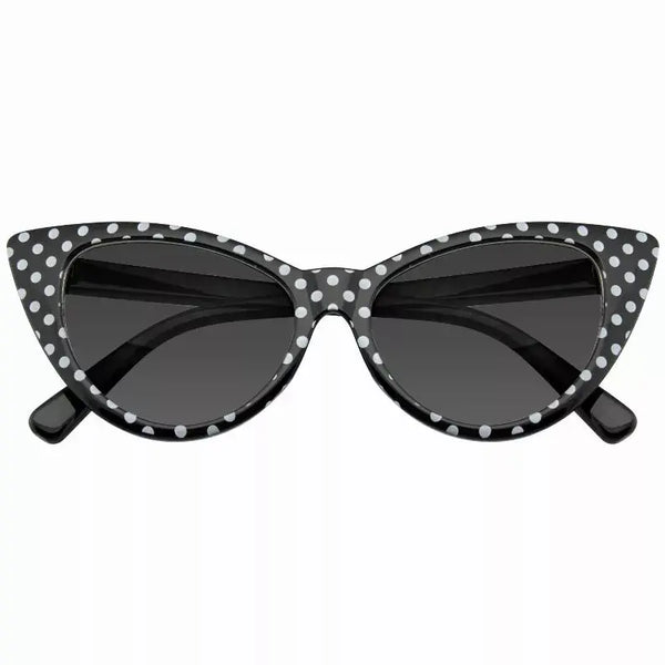 Polka Dot Cat Eye Womens Fashion Mod Super Cat Sunglasses with  Case Sunglass Memphis