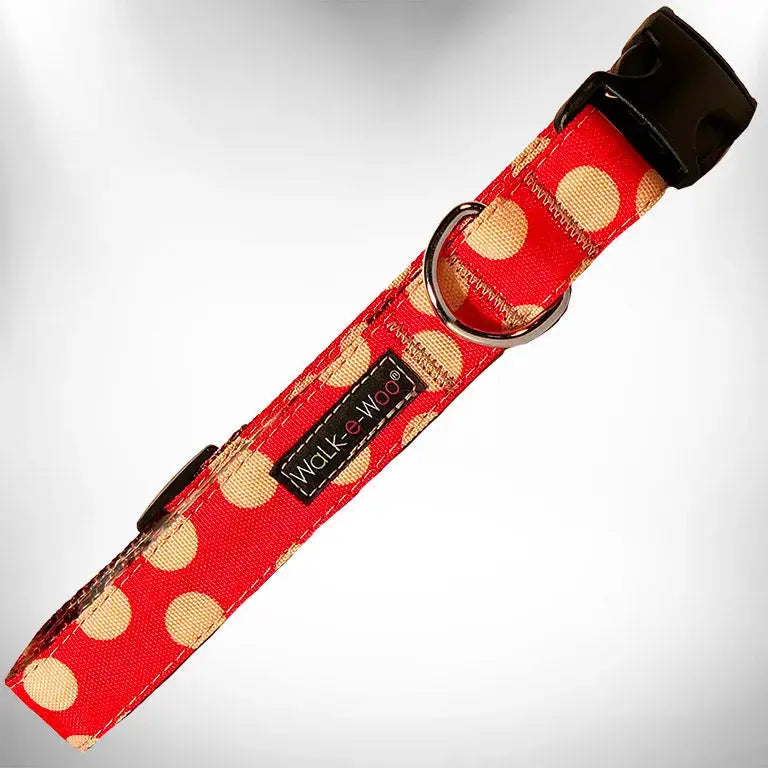 Polka Dot Dog - Tan Dots Collars Walk-e-Woo