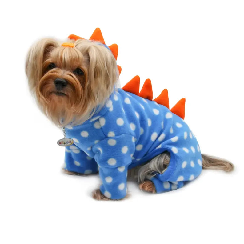 Polka Dots DINO Fleece Hooded Bodysuit/Pajamas Klippo