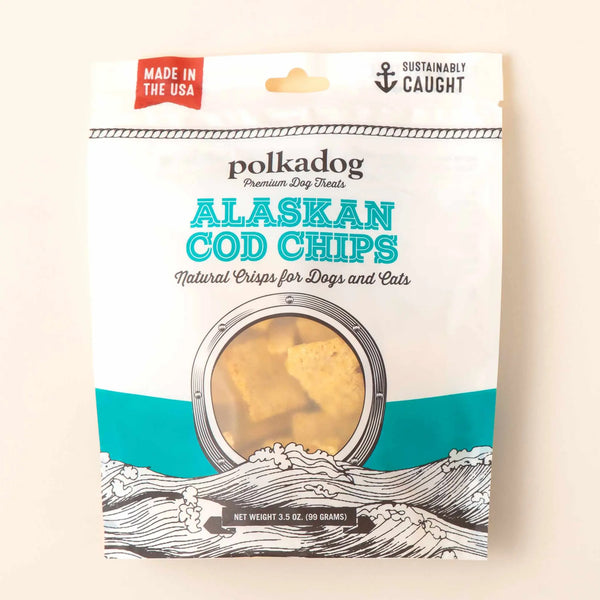 Polkadog Alaskan Cod Chips Dog and Cat Treats 3.5oz Polkadog