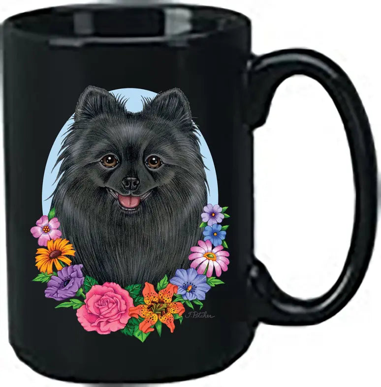 Pomeranian Black - Best of Breed Ceramic 15oz Coffee Black Mug Best of Breed
