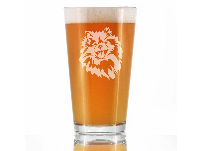 Pomeranian Face Pint Glass for Beer - Pomeranian Gifts Bevvee