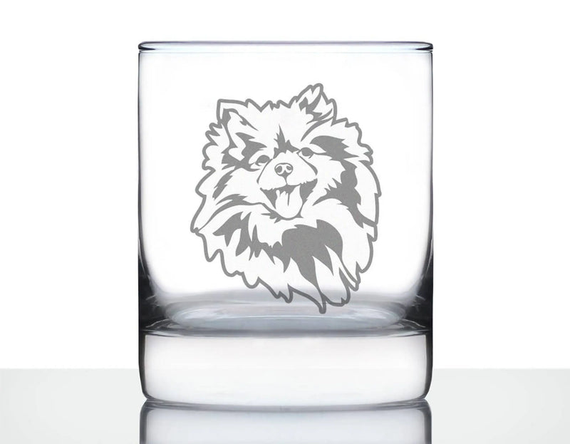Pomeranian Face Whiskey Rocks Glass - Pomeranian Gifts Bevvee