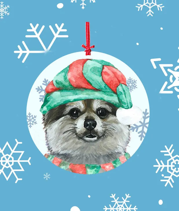Pomeranian -   Hippie Hound Studios Christmas Tree Ornament Best of Breed