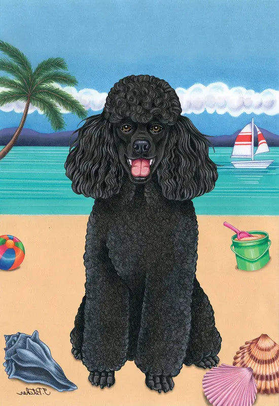Poodle Black- Tomoyo Pitcher Summer Beach Garden Flag Best of Breed