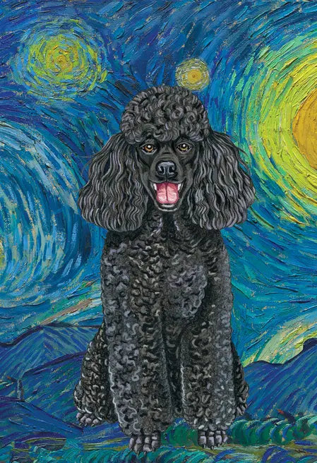 Poodle Black- Tomoyo Pitcher Van Gogh Garden Flag Best of Breed