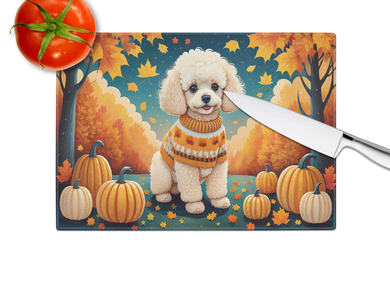 Poodle Fall Glass Cutting Board Caroline's Treasures