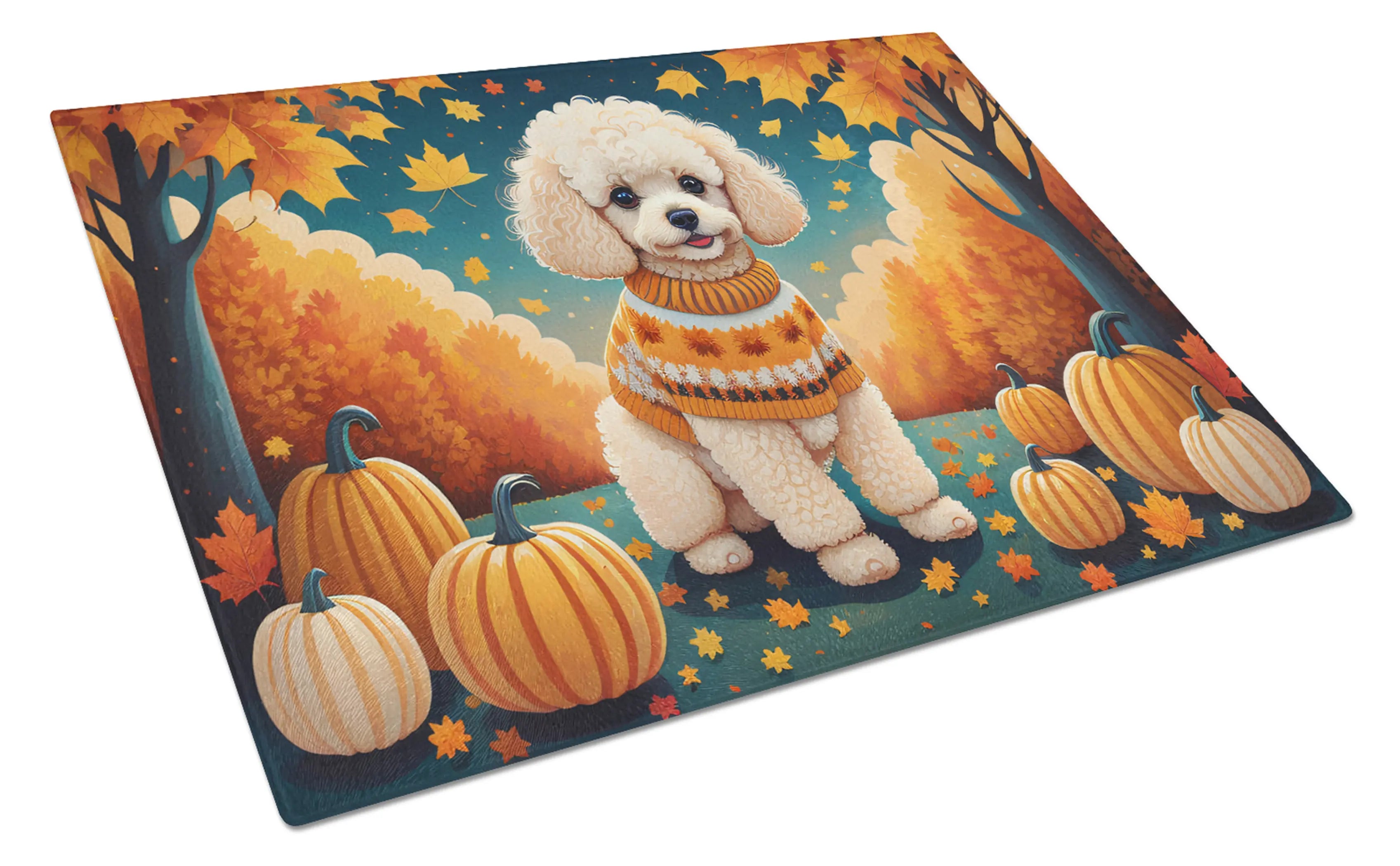 Poodle Fall Glass Cutting Board Caroline's Treasures