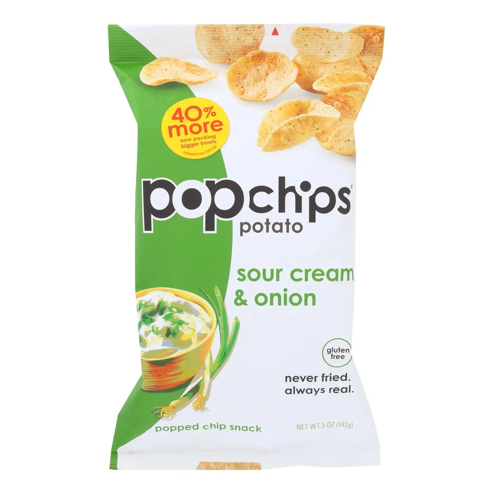 Popchips Potato Chip - Sour Cream - Onion - Case Of 12 - 5 Oz Popchips
