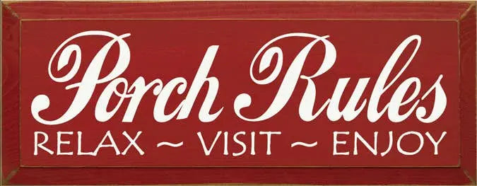 Porch Rules Wood Sign Sawdust City