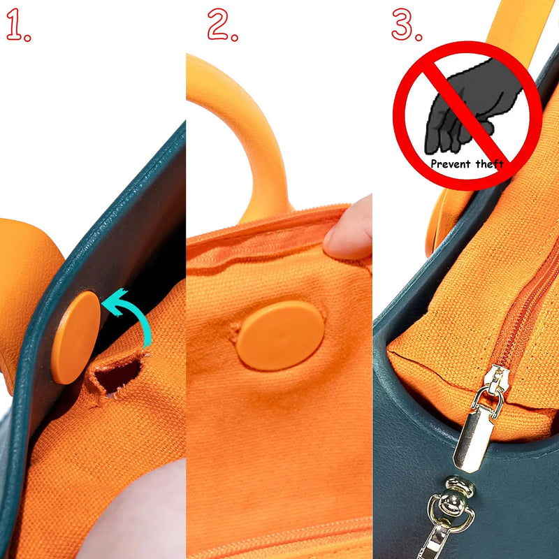 Portable EVA Beach Tote for Women Handbags Punch Holes for Clog Charms Durable Waterproof Bag for Shoe Charm Beach Bag Handbags GreatEagleInc