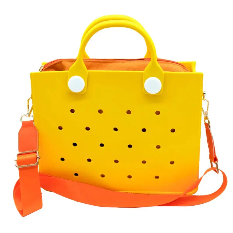 Portable EVA Beach Tote for Women Handbags Punch Holes for Clog Charms Durable Waterproof Bag for Shoe Charm Beach Bag Handbags GreatEagleInc