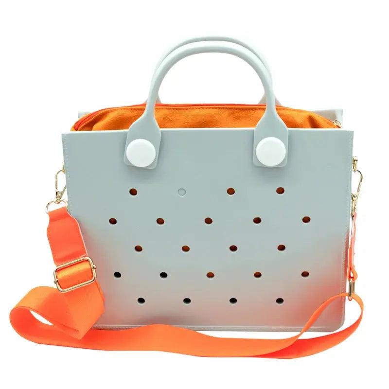 Portable EVA Beach Tote for Women Handbags Punch Holes for Clog Charms Durable Waterproof Bag for Shoe Charm Beach Bag Handbags GreatEagleInc