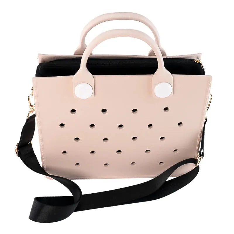 Portable EVA Beach Tote for Women Handbags Punch Holes for Clog Charms Durable Waterproof Bag for Shoe Charm Beach Bag Handbags GreatEagleInc