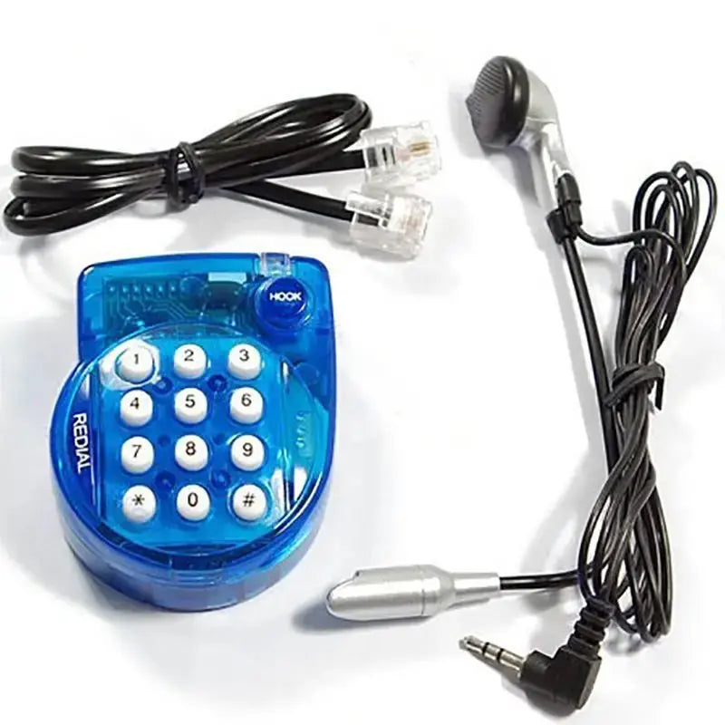 Portable Mini Corded Landline Phone, With Headset, Button Dial, Fast Redial, Small Telephone for Office Conference,Blue телефон GreatEagleInc