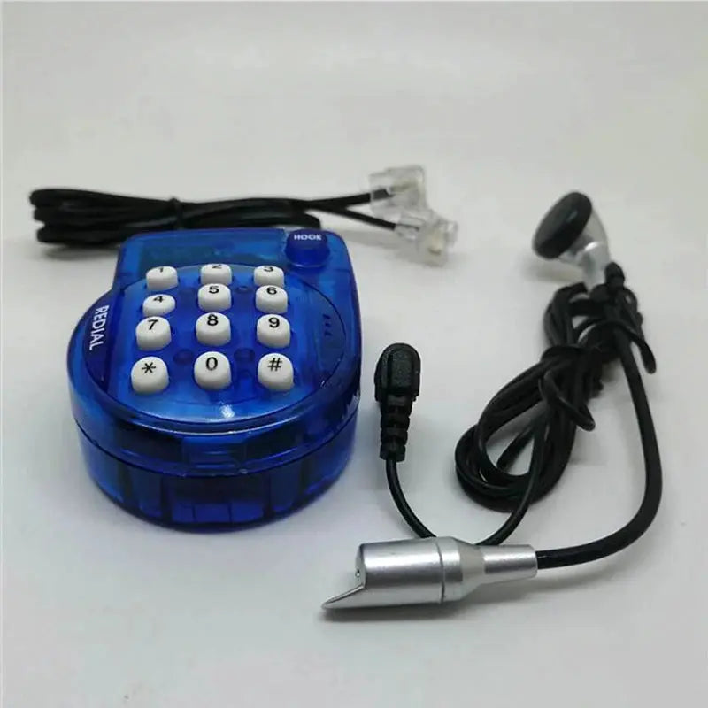 Portable Mini Corded Landline Phone, With Headset, Button Dial, Fast Redial, Small Telephone for Office Conference,Blue телефон GreatEagleInc