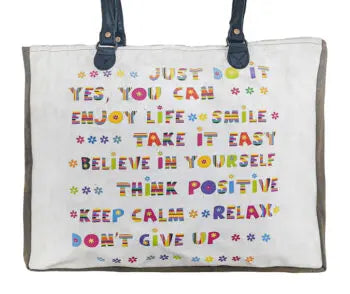 Positive Thinking Recycled Tent Market Tote Vintage Addiction