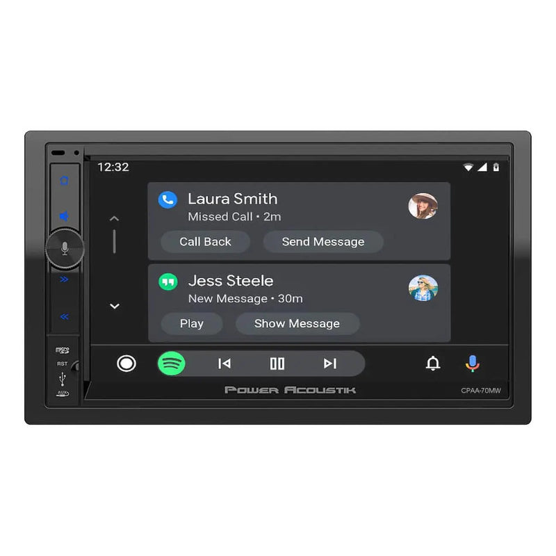Power Acoustik 7” Double Din Mechless Receiver With Wireless Apple Carplay/android Auto Power Acoustik