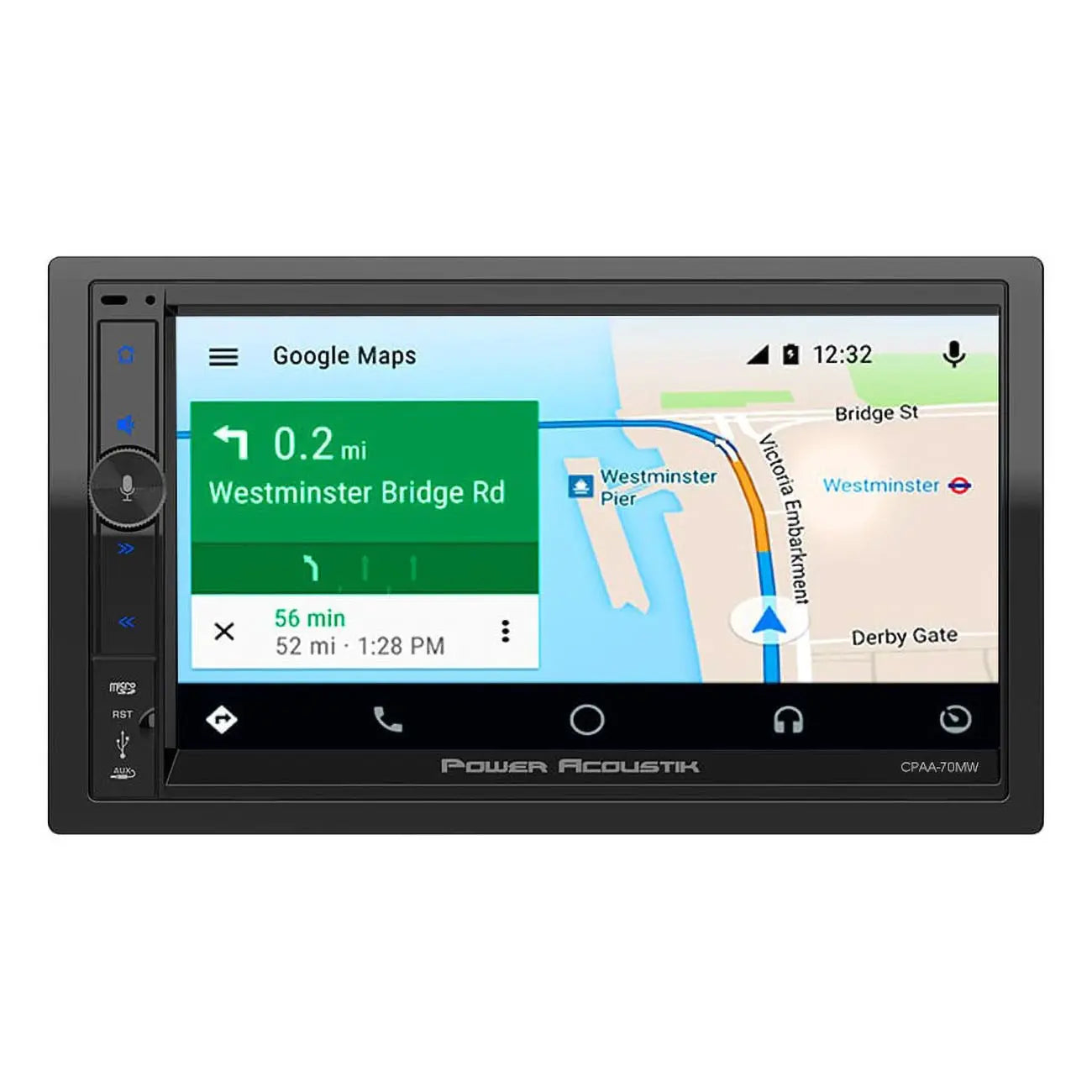 Power Acoustik 7” Double Din Mechless Receiver With Wireless Apple Carplay/android Auto Power Acoustik