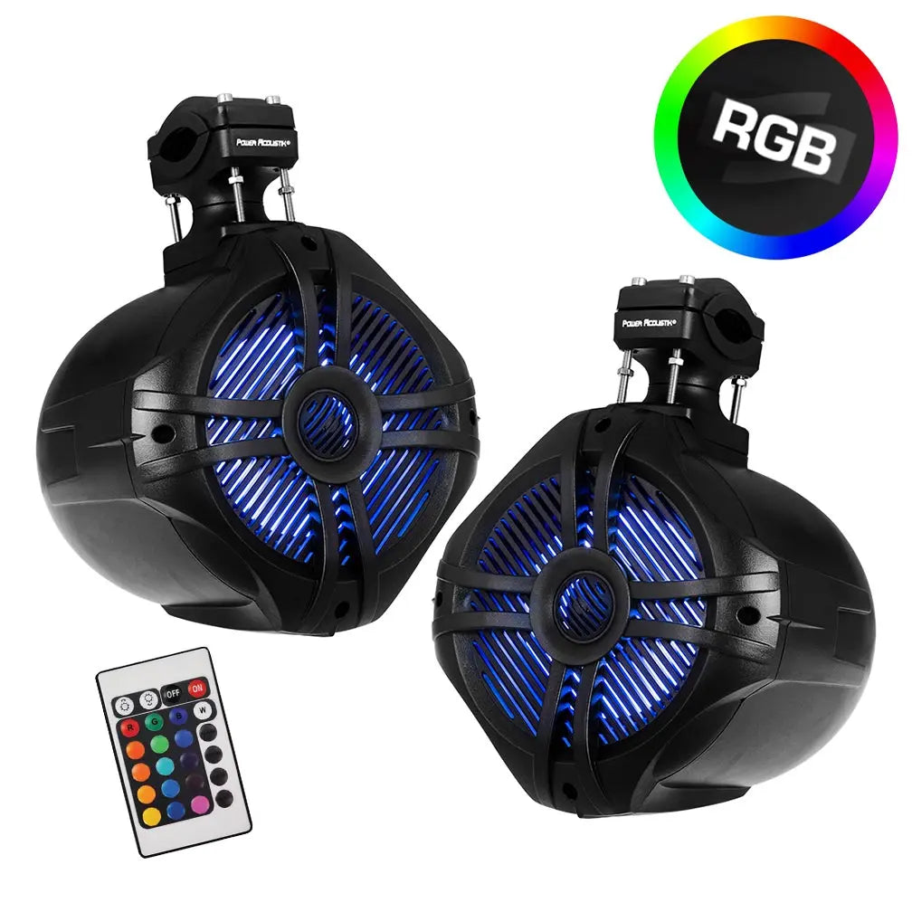 Power Acoustik Marine 6.5" 2-way Wakeboard Speakers With Rgb Led Illumination - Black (pair) Power Acoustik