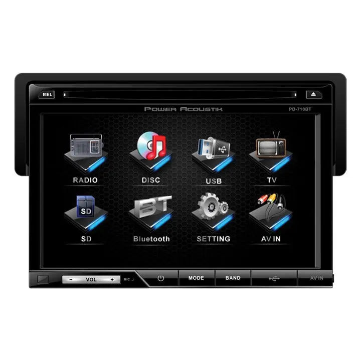 Power Acoustik Oversized 7" Detach Touch Screen Receiver Tft/lcd Dvd Am/fm  Bluetooth A2dp Power Acoustik
