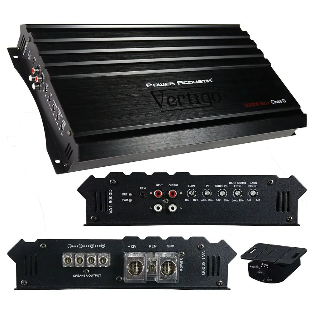 Power Acoustik Vertigo Series Monoblock Amplifier 8000w Max Power Acoustik