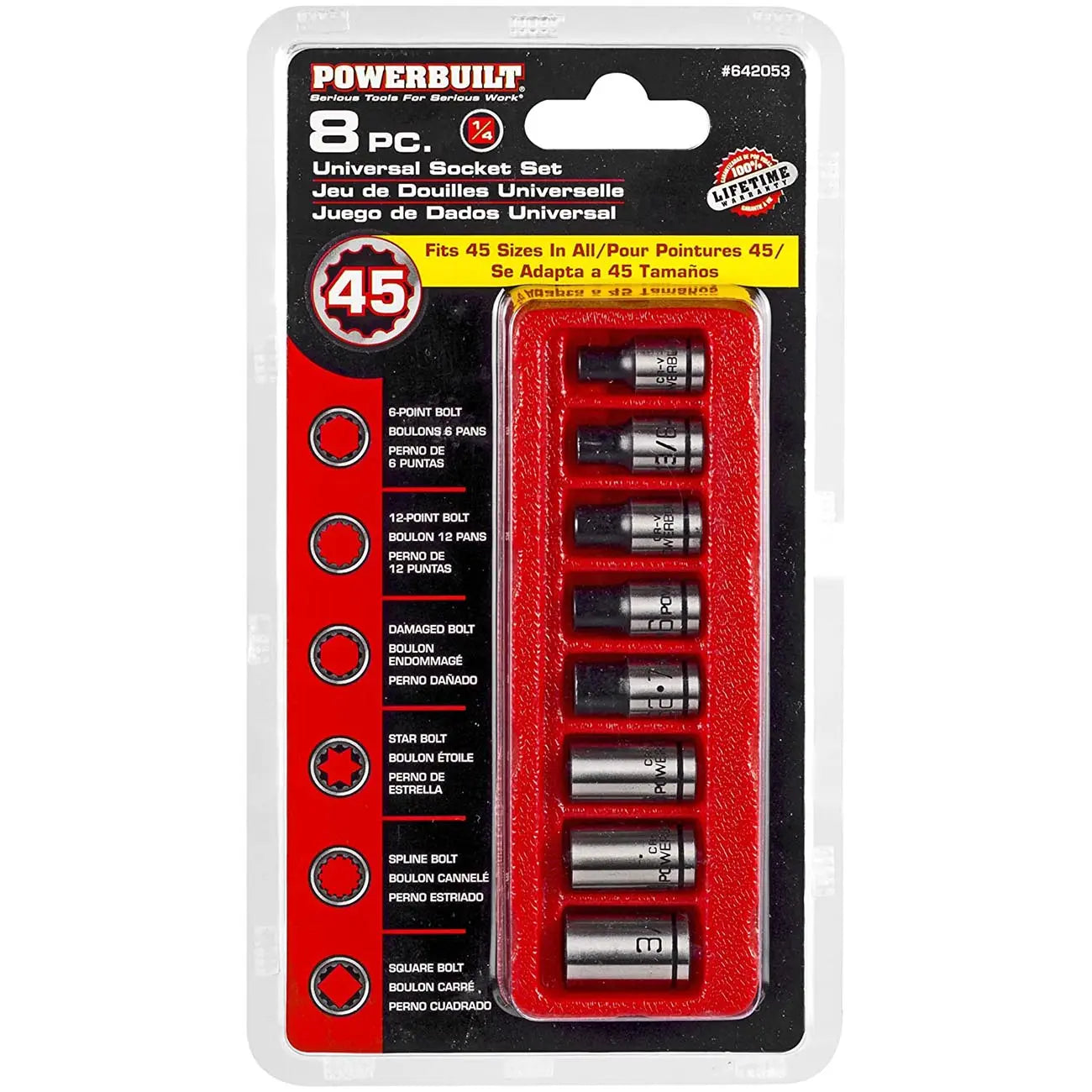 Powerbuilt 1/4" Drive Universal Socket Set With Storage Tray (8 Sockets) POWERBUILT