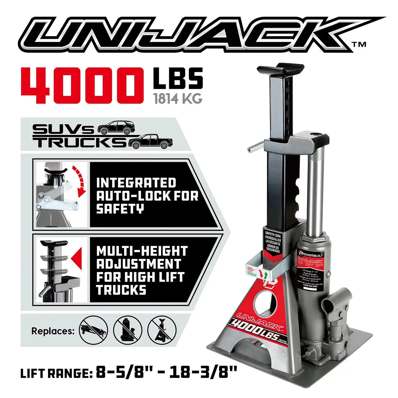 Powerbuilt 2-ton Unijack Combination Hydraulic Bottle Jack & Jackstand In One POWERBUILT