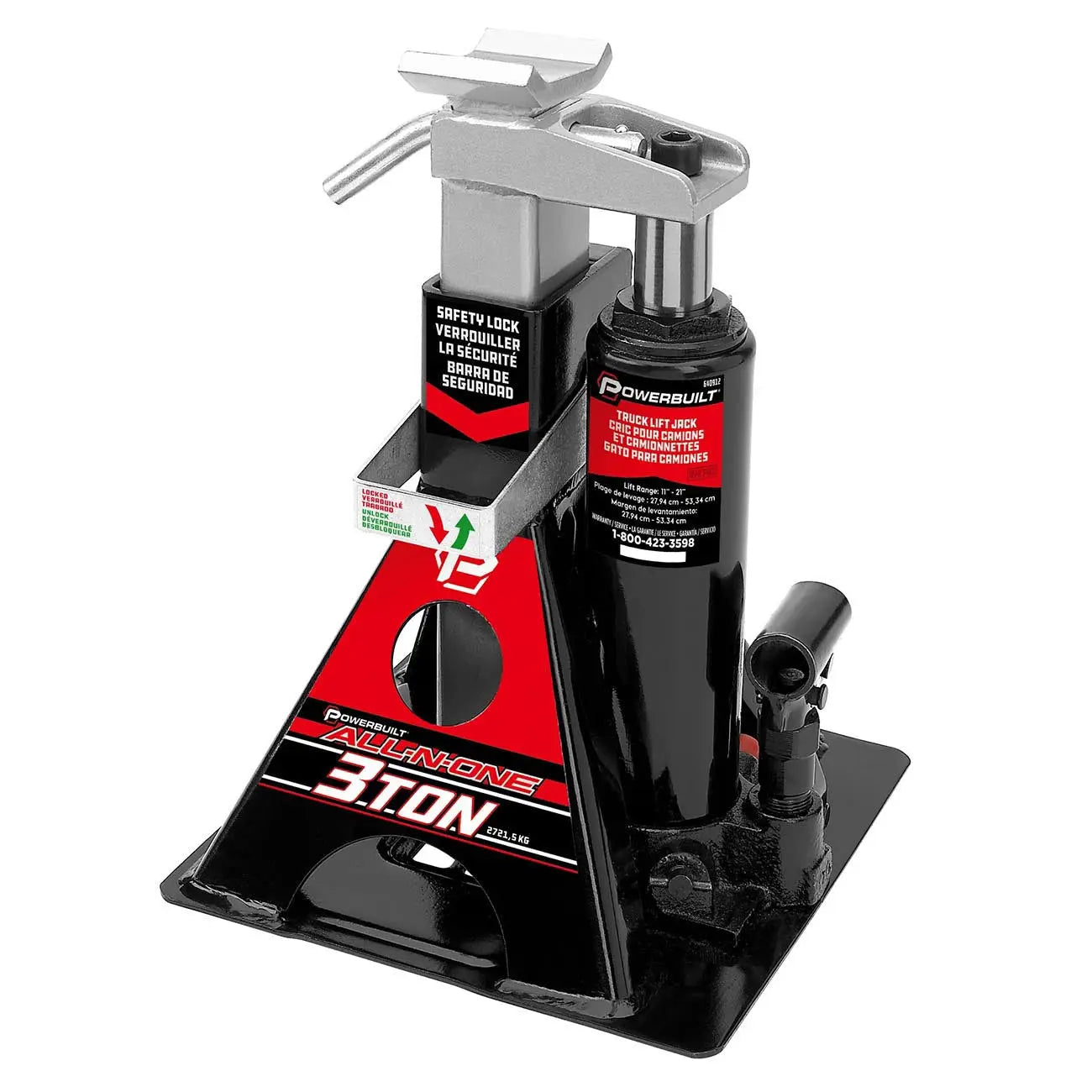 Powerbuilt 3-ton All-in-one Hydraulic Bottle Jack And Jackstand POWERBUILT