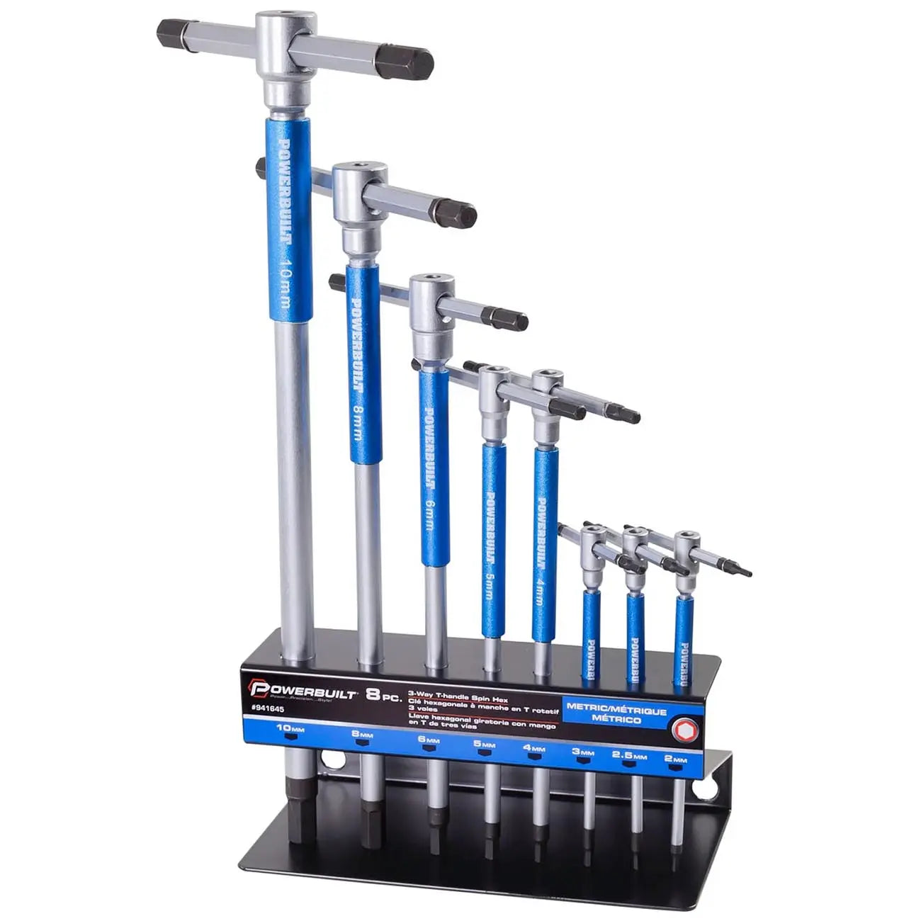 Powerbuilt Metric T-handle Hex Key Wrench Set With Storage Rack (8 Piece Set) POWERBUILT