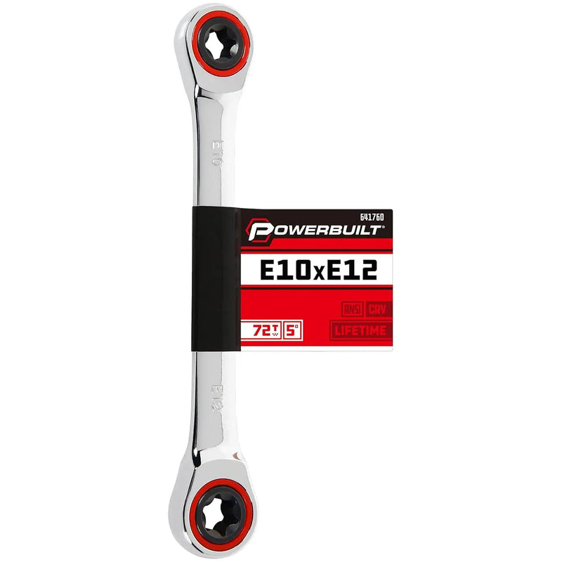 Powerbuilt Ratcheting Double Box-end E-star Wrench - E10/e12 POWERBUILT