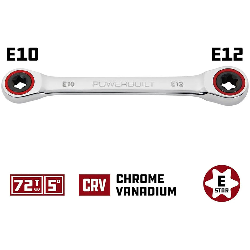 Powerbuilt Ratcheting Double Box-end E-star Wrench - E10/e12 POWERBUILT