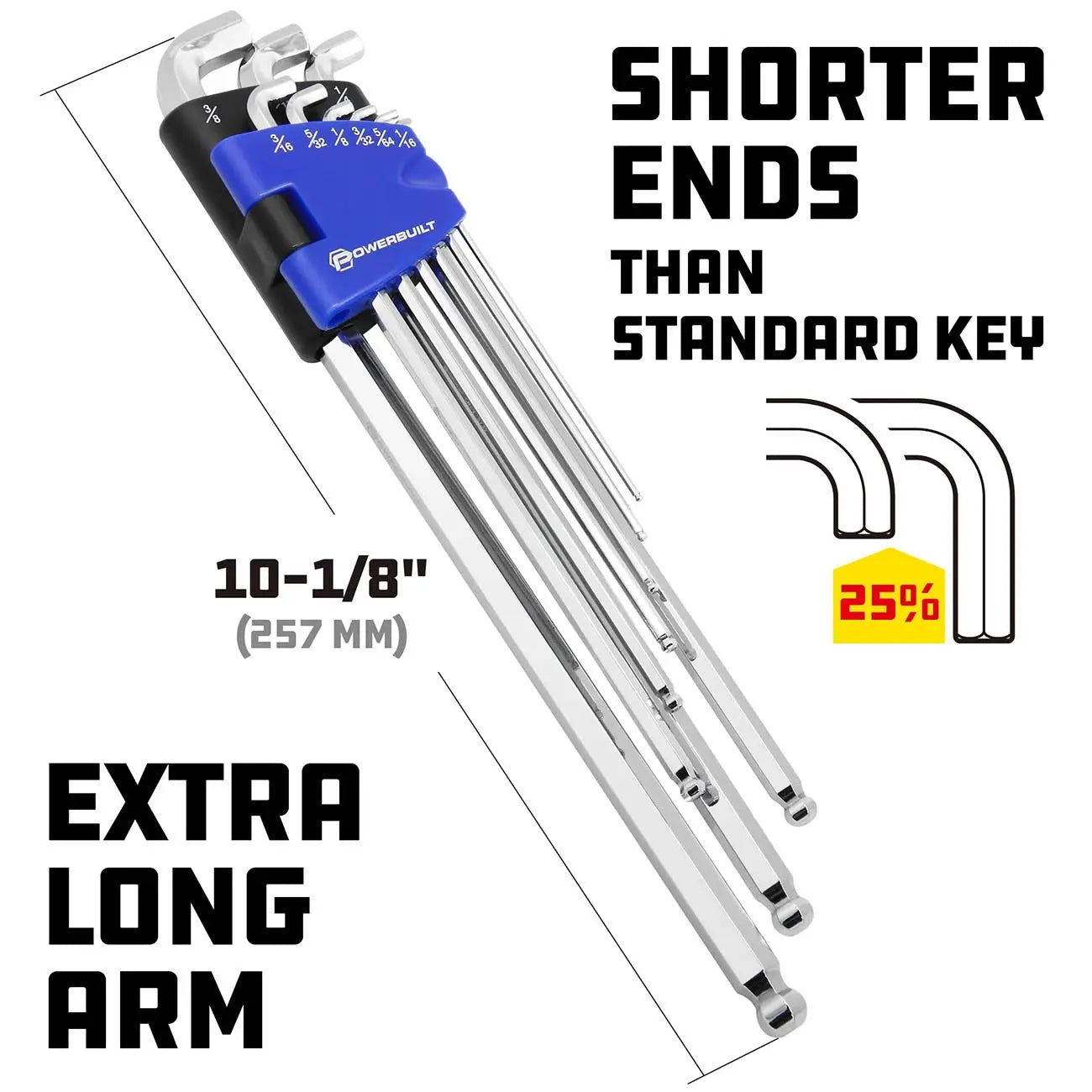 Powerbuilt Sae Stubby & Long Arm Hex Key Wrench Set (9 Piece Set) POWERBUILT
