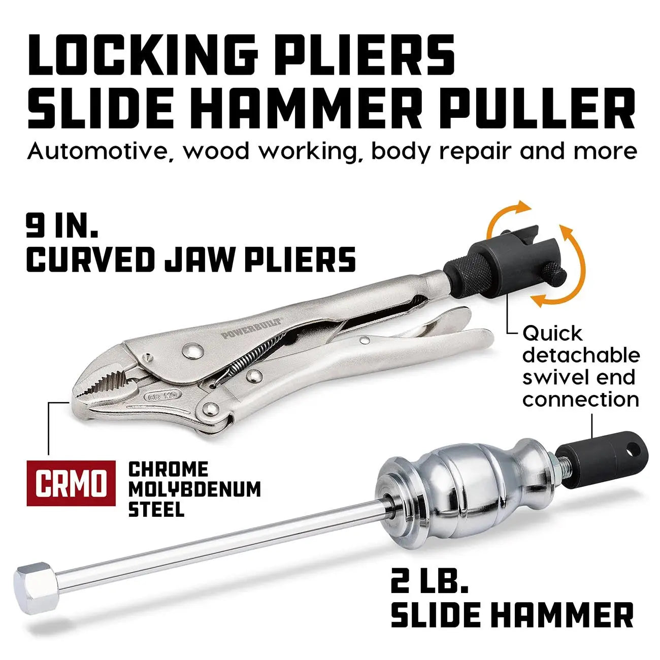 Powerbuilt Slide-hammer 9" Locking Pliers Set POWERBUILT