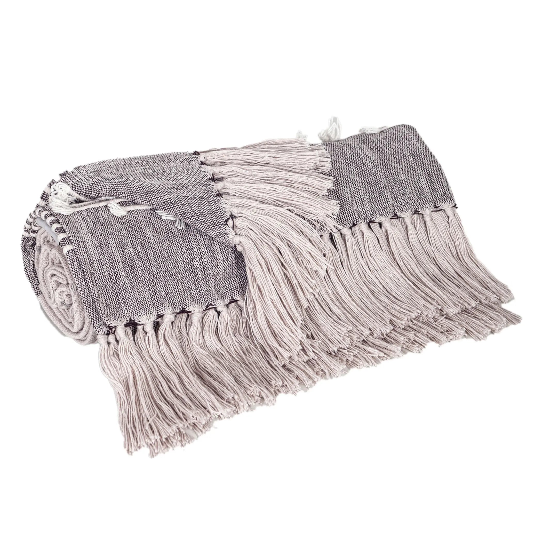 Premium Cotton Slub Throw with Tassels from Parkland Collection Parkland Collection