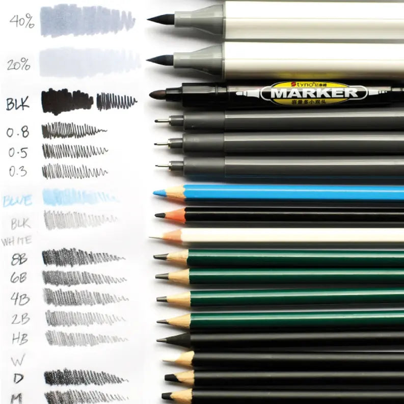 Premium Drawing Set // 26 Piece Set Render Demo Design Studio