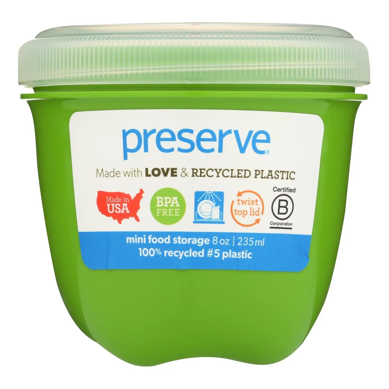 Preserve Mini Food Storage Container - Apple Green - Case Of 12 - 8 Oz Preserve