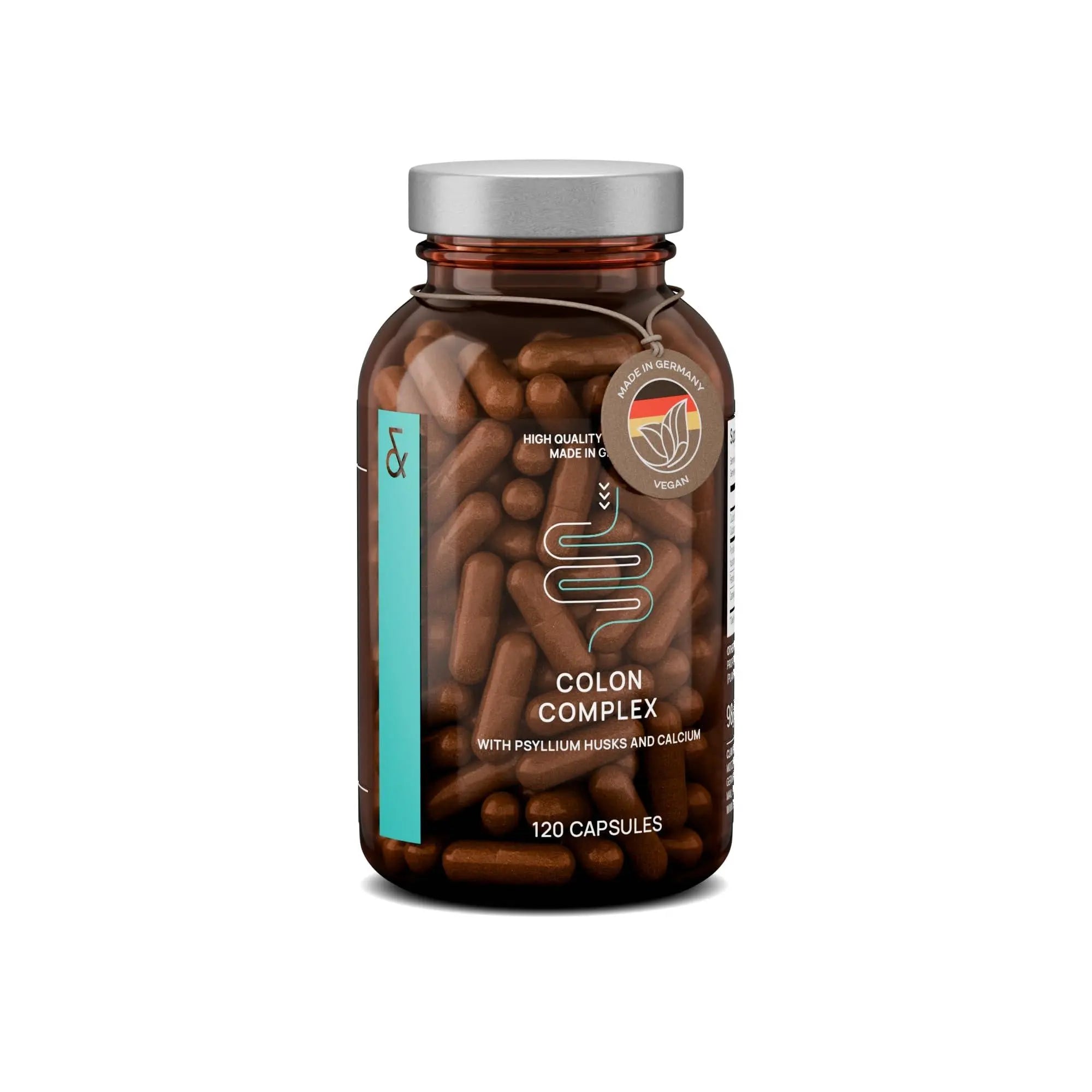 Psyllium Husks Capsules   2200mg Soluble Fiber Supplement per Serving   Colon Complex with Fennel Caraway Extract & Calcium   120 Vegan Capsules   Made in Germany Clav