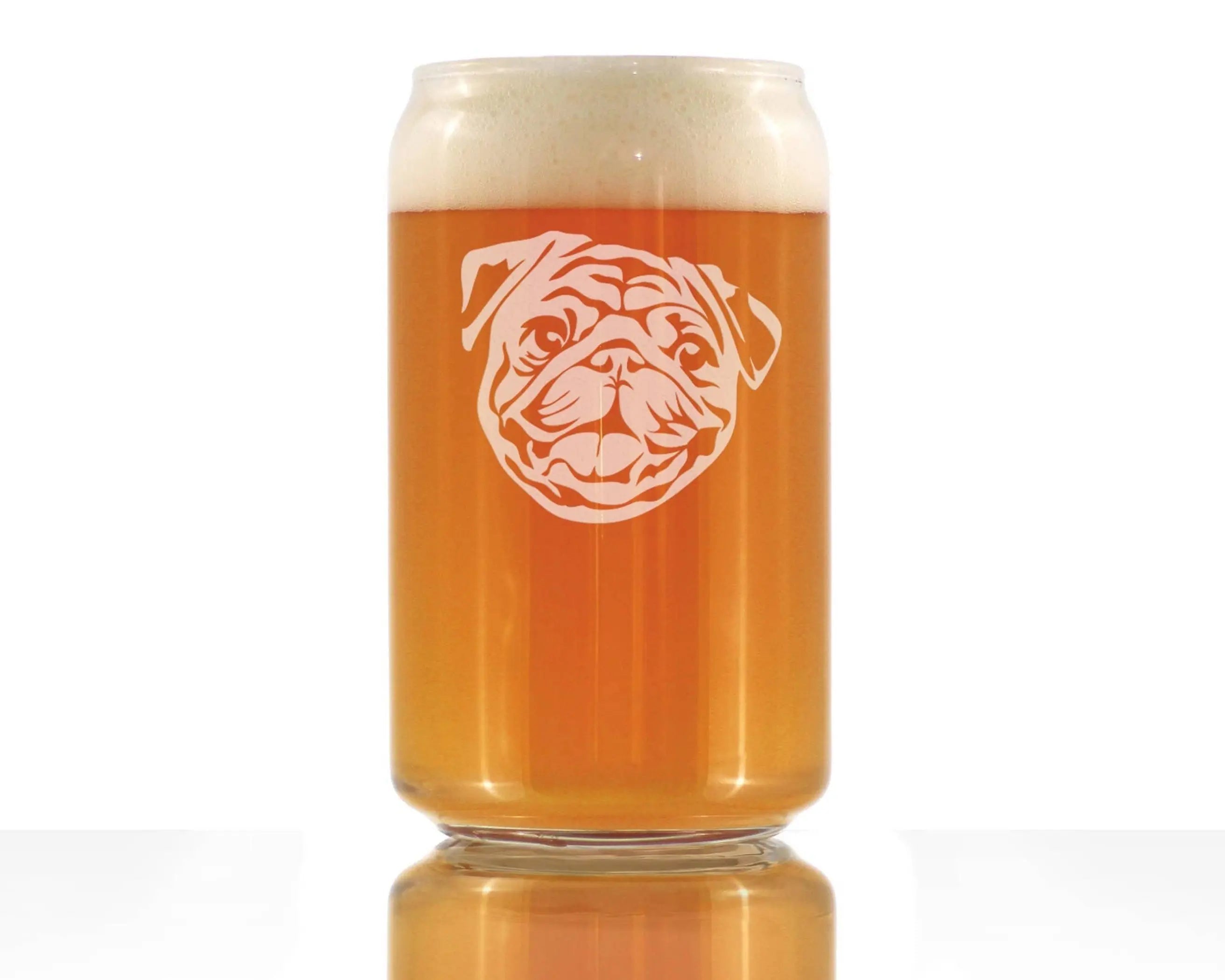 Pug Beer Can Pint Glass - Pug Dog Gifts and Decor Bevvee