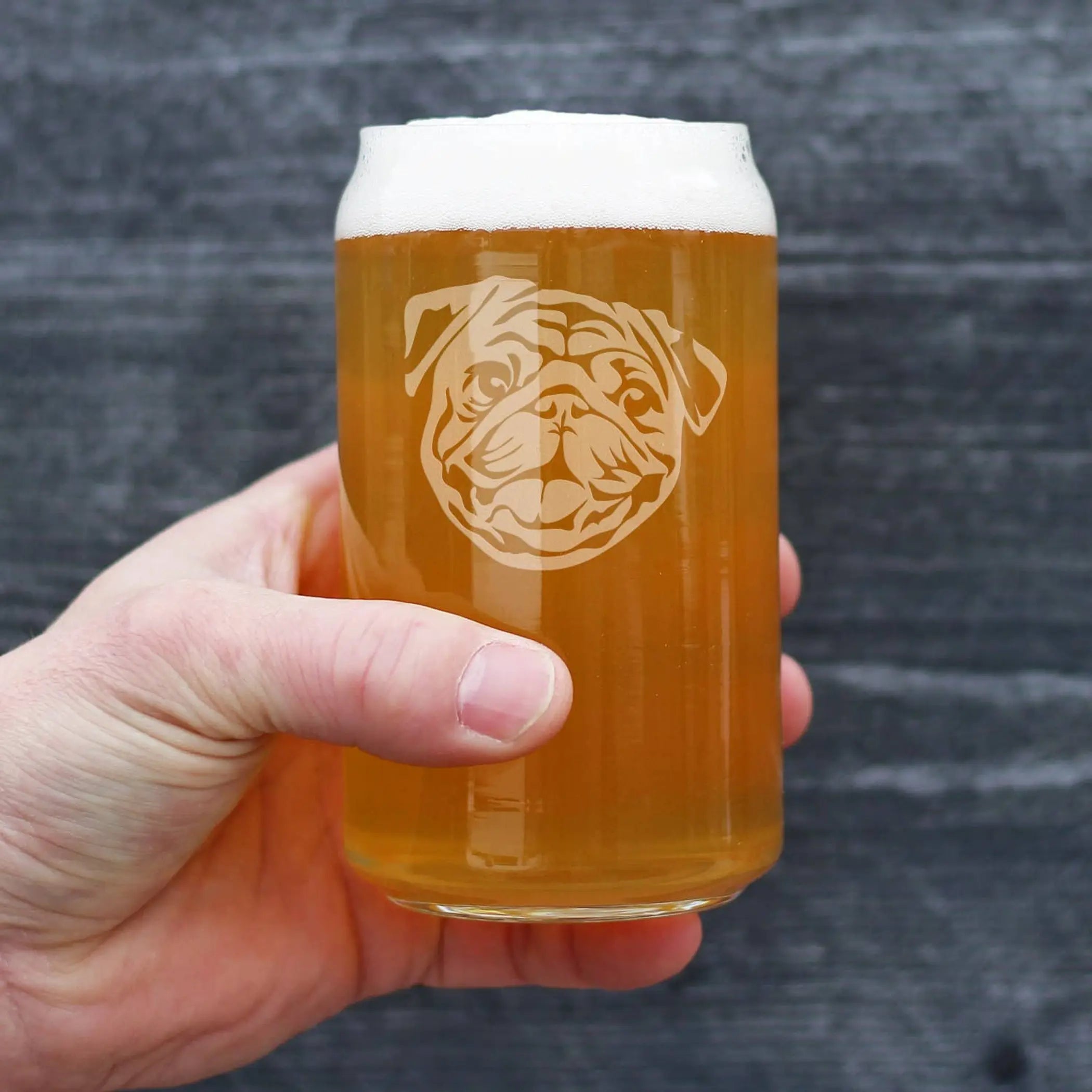 Pug Beer Can Pint Glass - Pug Dog Gifts and Decor Bevvee
