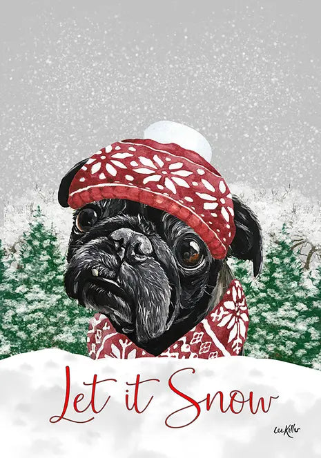Pug Black - Hippie Hound Studios Christmas  House and Garden Flags Best of Breed