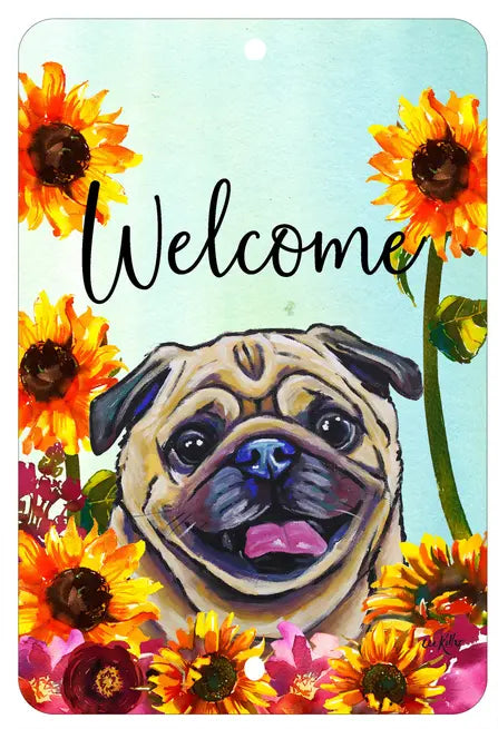 Pug Fawn - HHS Welcome Indoor/Outdoor Aluminum Sign Best of Breed