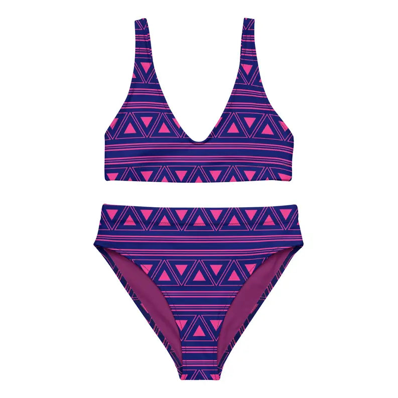 Purple Ethnic Tribal Recycled High Waisted Bikini for Women Adirelounge