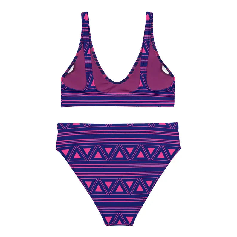 Purple Ethnic Tribal Recycled High Waisted Bikini for Women Adirelounge