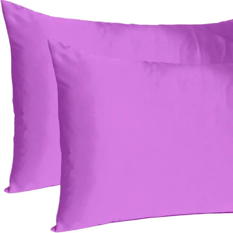 Purple Merlot Dreamy Set Of 2 Silky Satin Standard Pillowcases Homeroots Bed & Bath