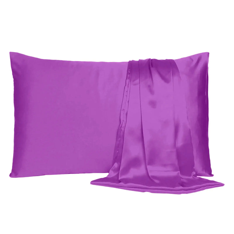 Purple Merlot Dreamy Set Of 2 Silky Satin Standard Pillowcases Homeroots Bed & Bath