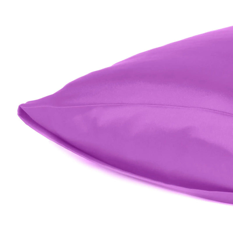Purple Merlot Dreamy Set Of 2 Silky Satin Standard Pillowcases Homeroots Bed & Bath