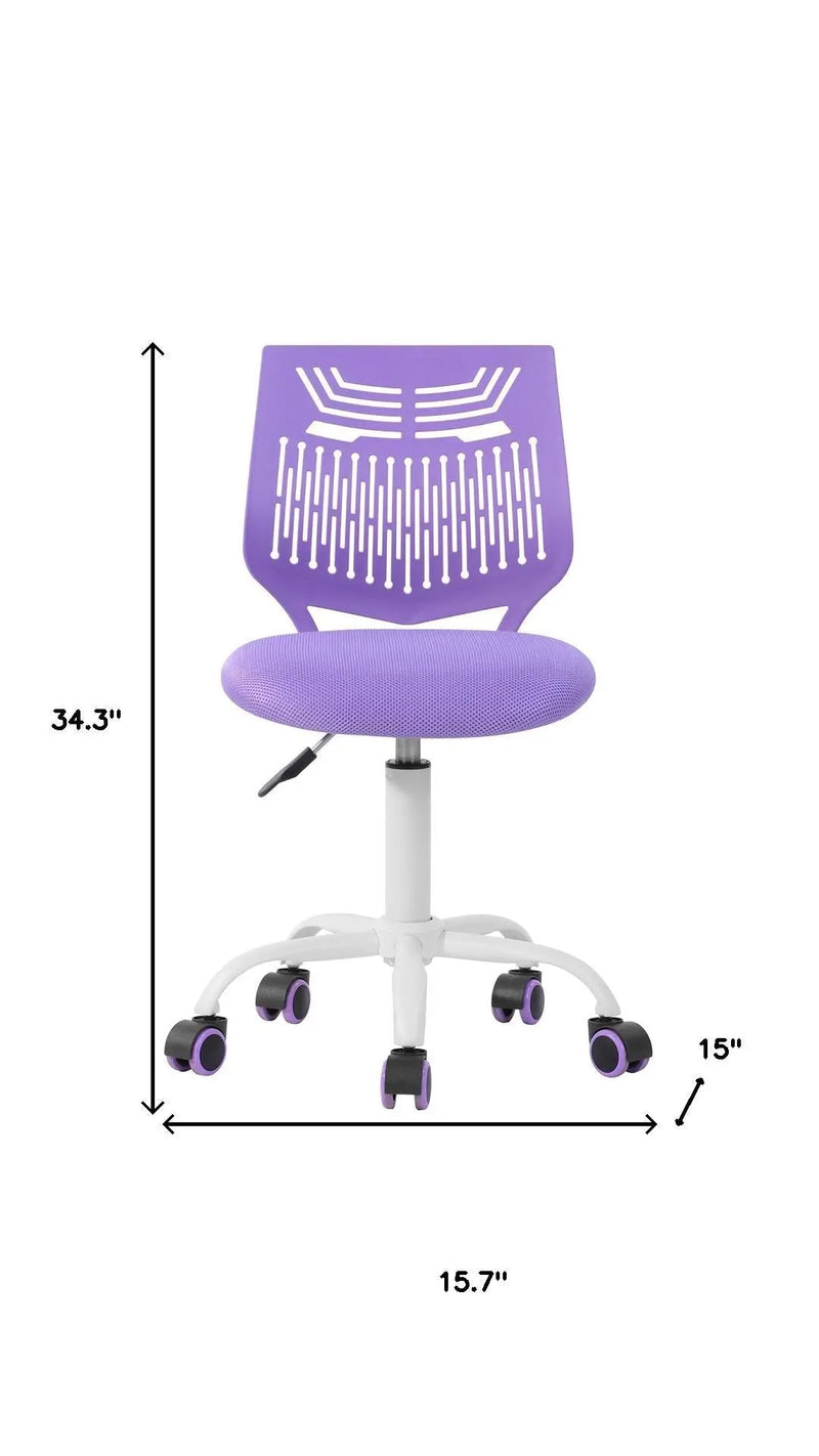 Purple and White Adjustable Height Swivel Rolling Office Chair Homeroots Office