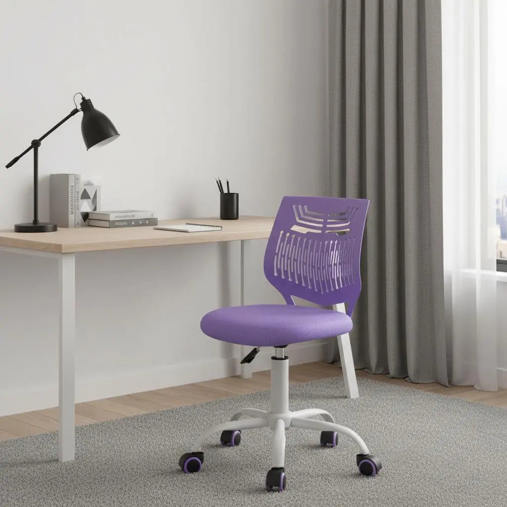 Purple and White Adjustable Height Swivel Rolling Office Chair Homeroots Office