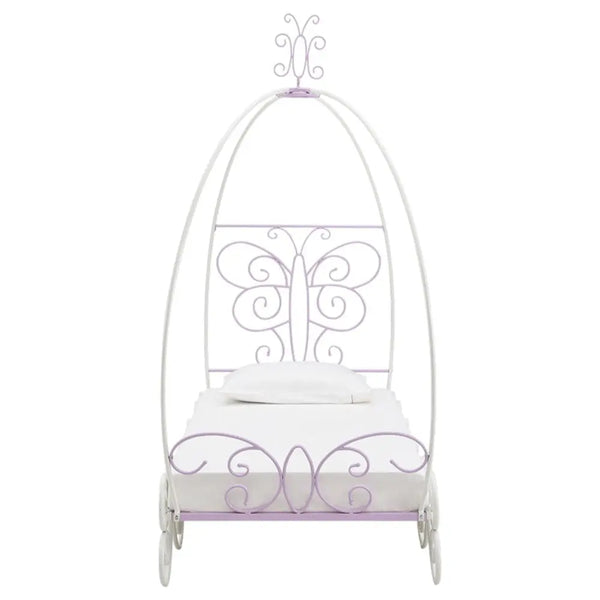 Purple and White Metal Canopy Bed Frame Homeroots Bed & Bath